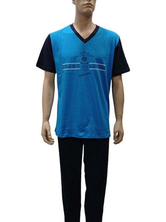 Lion Men's Summer Pajamas Set Blue