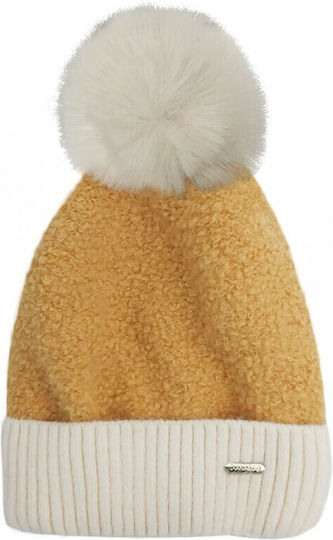 Pom Pom Beanie Frauen Beanie Gestrickt in Gelb Farbe