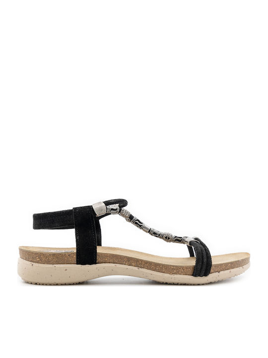 Porronet Leather Women's Flat Sandals in Black ...
