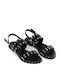 Leather Women's Flat Sandals Anatomic in Black Color