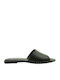 Leather Women's Flat Sandals in Black Color