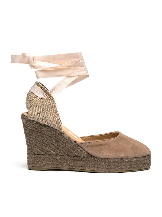 Women's Suede Platform Espadrilles Beige