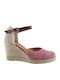 Women's Leather Platform Espadrilles Pink
