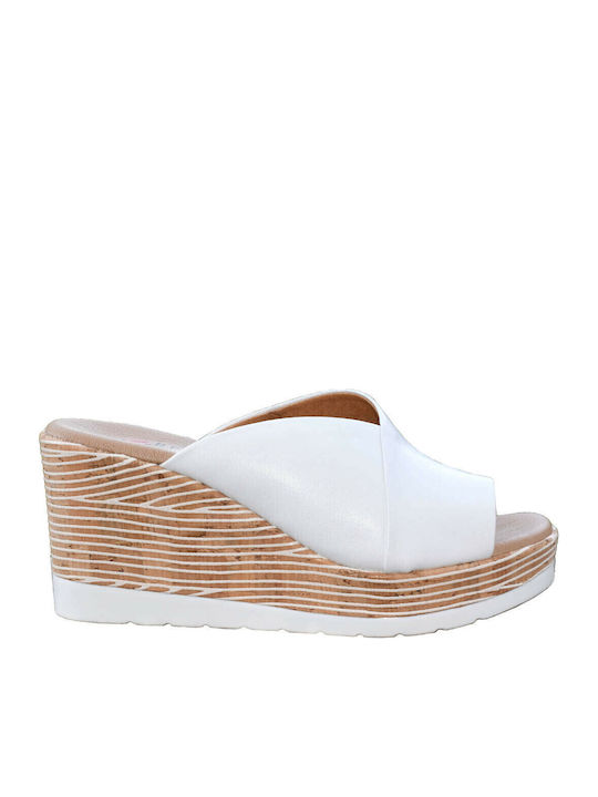 Women's Leather Platform Shoes White
