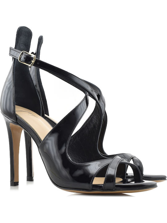 Leder Pumps mit Stiletto-Absatz Schwarz