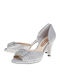 Leder Peeptoe Pumps Silber