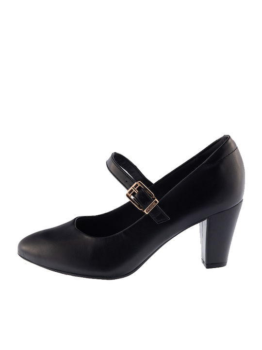 Pumps mit Riemchen & Chunky mittelhoher Absatz Schwarz