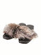 Leather Winter Women's Slippers Gray