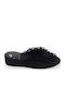 Leather Winter Women's Slippers Black