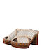 Leder Mules mit Chunky Hoch Absatz in Silber Farbe