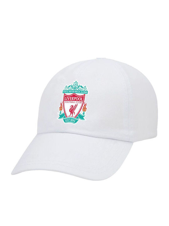 Бяла бейзболна шапка Liverpool за възрастни, 5-панелна, полиестер, унисекс, един размер