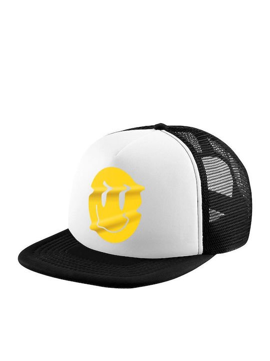 Smile Avatar Distorted Adult Hat Soft Trucker Mesh Black White Polyester Adult Unisex One Size