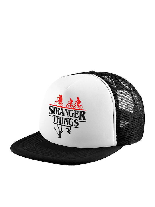 Stranger Things Upside Down Καπέλο Ενηλίκων Soft Trucker Δίχτυ Black White Polyester Ενηλικων Unisex One Size