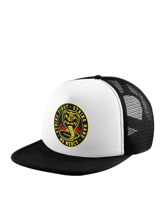 Cobra Kai Strike First Dojo Adult Hat Soft Trucker Mesh Black White Polyester Adult Unisex One Size