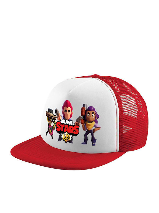 Brawl Stars Desert Καπέλο Ενηλίκων Soft Trucker Δίχτυ Red White Polyester Ενηλικων Unisex One Size
