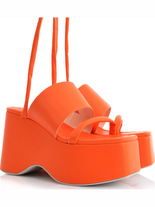 Leder Sandalen Orange