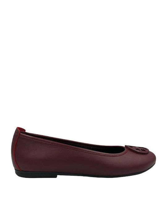 Leather Ballerinas Burgundy