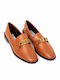 Leather Women's Loafers in Tabac Brown Color
