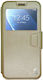 Huawei P Smart 2017 Handyhülle Buchstil Magnetischer Verschluss Fenster Gekko S-View Gold