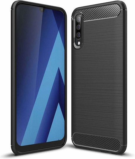 Husă Samsung Galaxy A30s A307 Mată din Silicon Design Carbon cu Dungi Negru