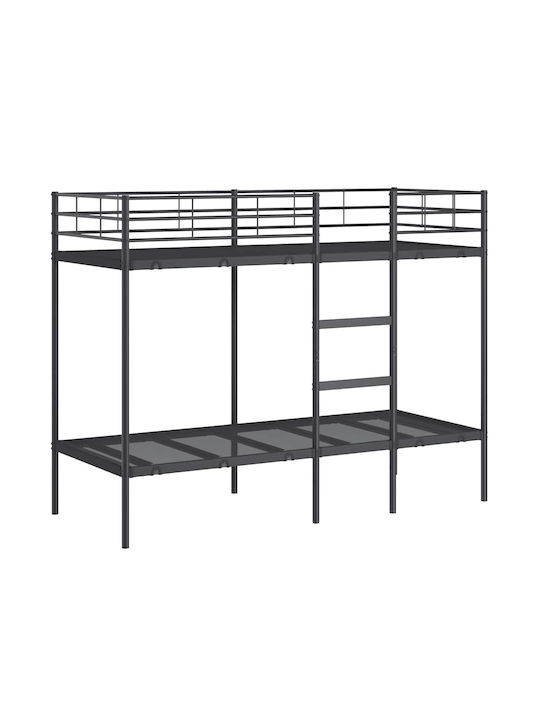 Pat pentru Copii Cușeta Single Negru pentru Saltea 75x190cm