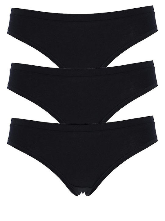 Mini Βαμβακερά Γυναικεία Slip 3Pack Μαύρο