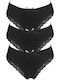 Hohe Taille Damen Slip 3Pack Black