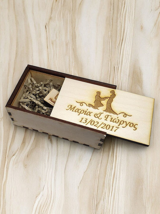 Holzbox mit Schiebedeckel USB-Stick Namen Datum Code 1905