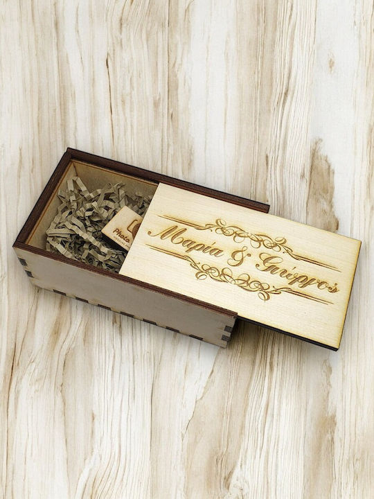 Дървена кутия с плъзгащ се капак USB стик Имена Код 1908