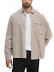 Long-sleeved Cotton Shirt Beige