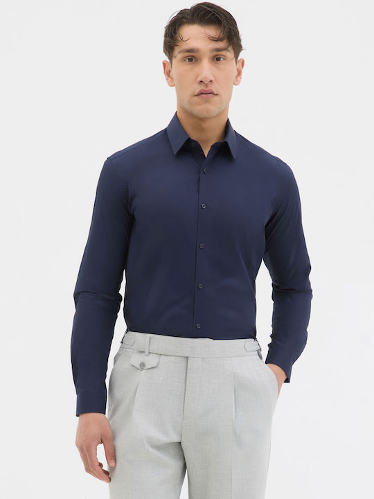 Aristoteli Bitsiani Langärmlig Baumwolle Hemd Blue