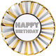 Abzeichen "Happy Birthday" Gold Silber