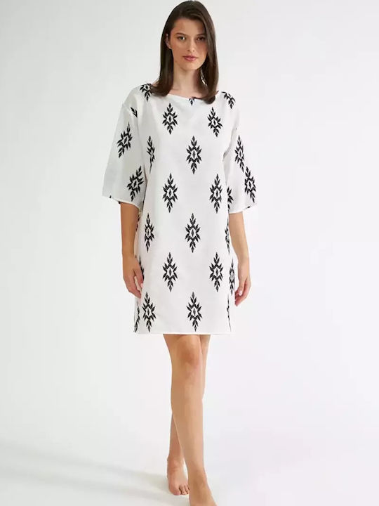 Harmony Damen Mini Kleid Strand Weiß