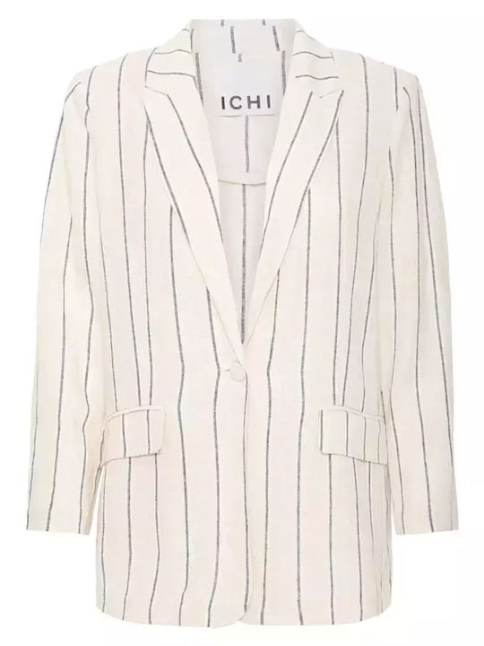 ICHI Women's Blazer Natural Ecru Stripe