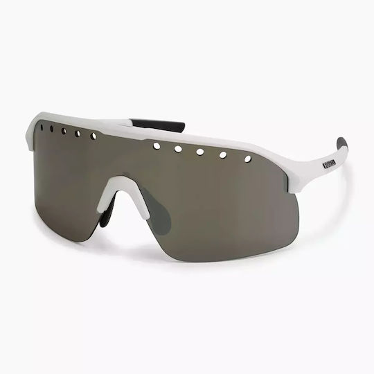 Rogelli Ventro Cycling Glasses White Taupe Brown Platinum Revo