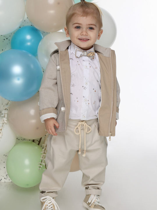 Mi Chiamo Costum de Botez pentru Băiat Bej