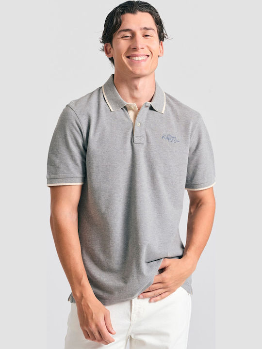 Funky Buddha Polo Short Sleeve Gray Blouse