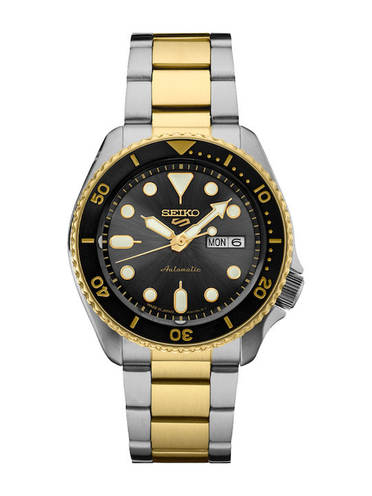 Seiko 5 Sports Ανδρικό Ρολόι Αυτόματο με Ασημί Μεταλλικό Μπρασελέ
