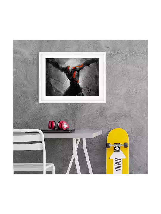 Gaming Poster God War Kratos Gm029 30cm X 40cm Premium Black Wooden Frame