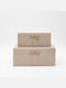 Set of 2 Wooden Decorative Boxes Leatherette Beige 25x15x11 & 20x12x9cm Estheti 819-00324