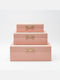 Set aus 3 dekorativen Holzboxen Lederoptik Pink 26x18x9,5 22x14x7,5 & 18x10x5,5 von Estheti 819-00322