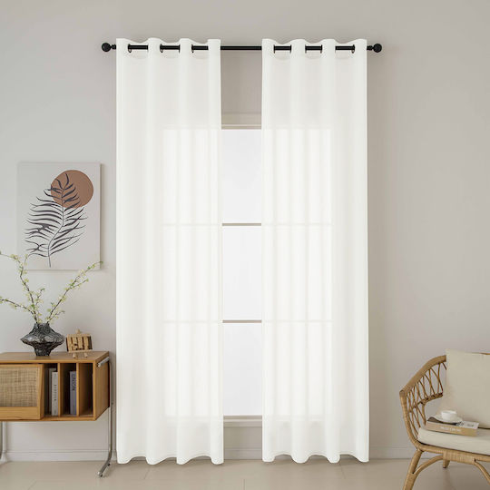 Beauty Home Κουρτίνα με Τρουκς Λευκή 140x270εκ.