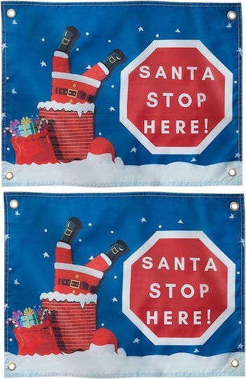 Christmas Decorative Banner Text Santa Stop Here 45x60cm 2 Pieces