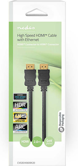 Nedis Cablu HDMI de sex masculin - HDMI de sex masculin 2m Negru