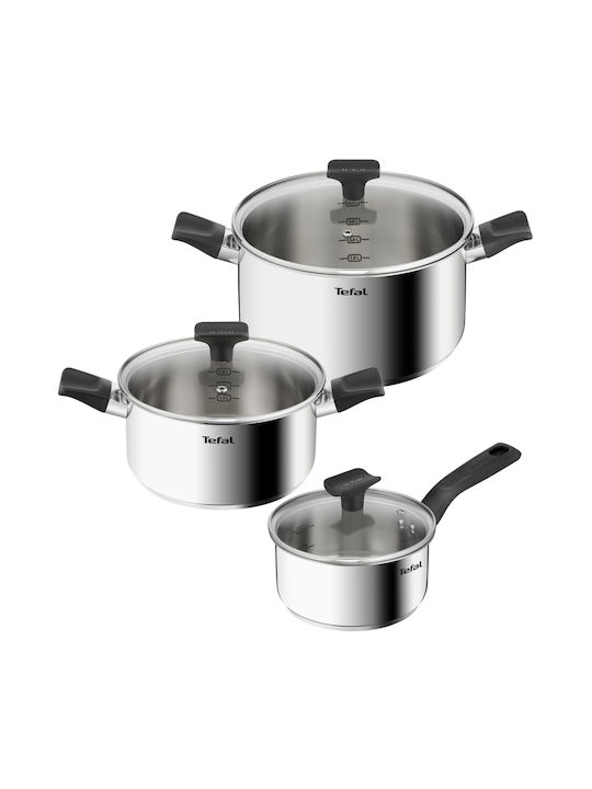 Tefal Delicious Комплект Саксии От Неръждаема Стомана Сив 3 Части