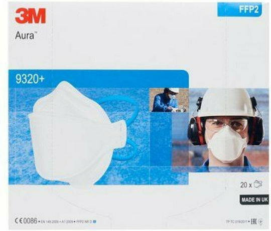 3M Aura Μάσκα Προστασίας FFP2 Λευκή 9320 20τμχ