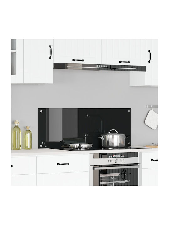 vidaXL Ορθογώνια Πλάτη από Γυαλί Μαύρο 110x40x0.6cm 42001298