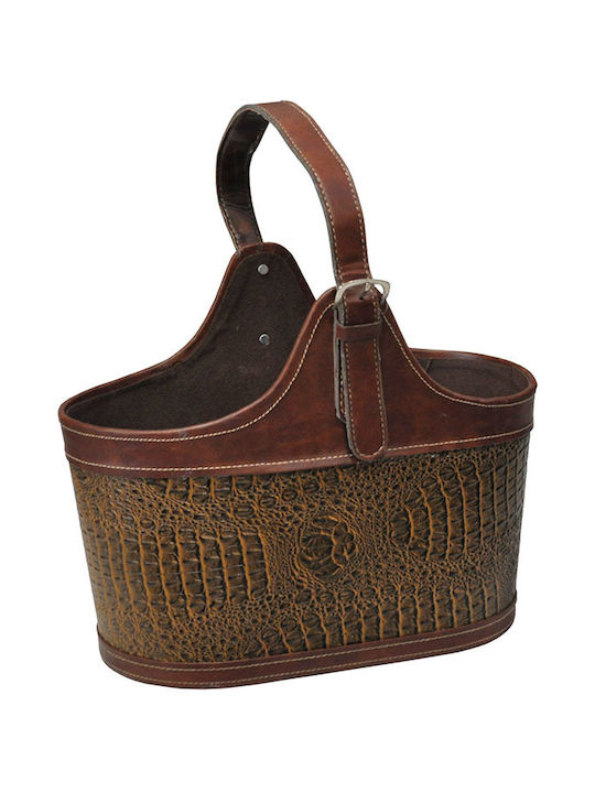 Sinialo Decorative Basket Leather Artificial Leather Brown 36x22x46cm
