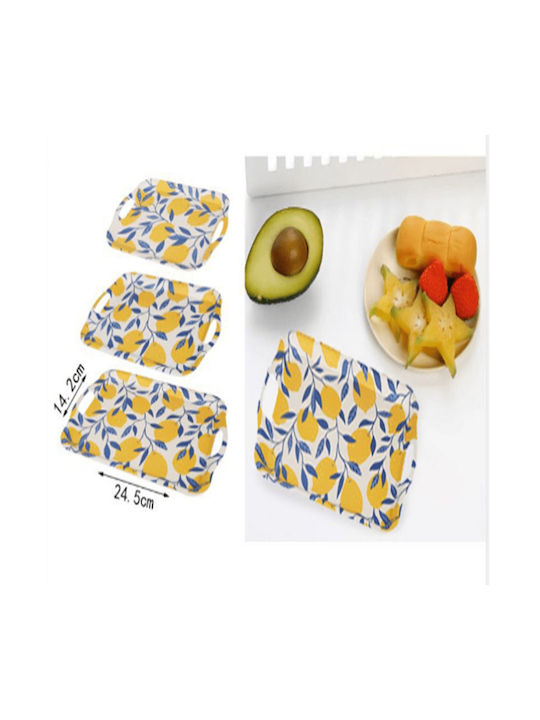 Dreptunghiular Tavă de Servire în Culoare Galben 14.2x24.5cm SDS-22094 3buc