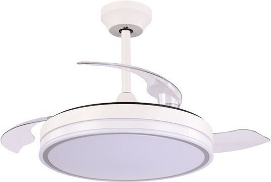 Eurolamp Ανεμιστήρας Οροφής 107cm με Φως Διάφανος / Λευκός